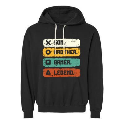 Son Brother Video Gamer Legend Gaming Teens Garment-Dyed Fleece Hoodie