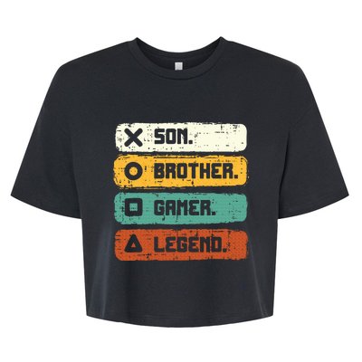 Son Brother Video Gamer Legend Gaming Teens Bella+Canvas Jersey Crop Tee