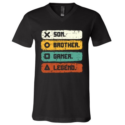 Son Brother Video Gamer Legend Gaming Teens V-Neck T-Shirt