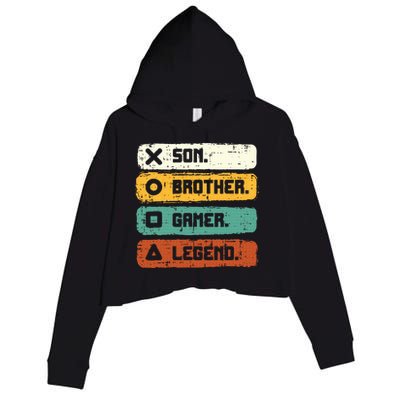 Son Brother Video Gamer Legend Gaming Teens Crop Fleece Hoodie