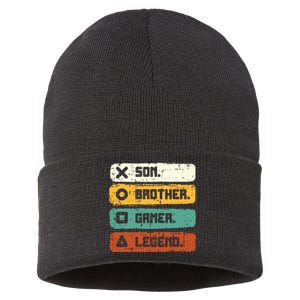 Son Brother Video Gamer Legend Gaming Teens Sustainable Knit Beanie