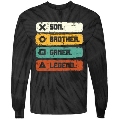 Son Brother Video Gamer Legend Gaming Teens Tie-Dye Long Sleeve Shirt