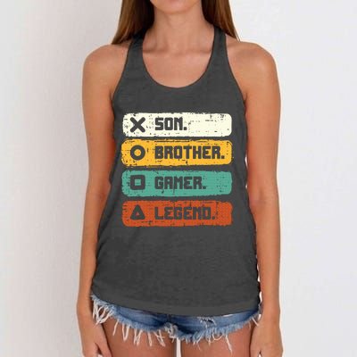 Son Brother Video Gamer Legend Gaming Teens Women's Knotted Racerback Tank