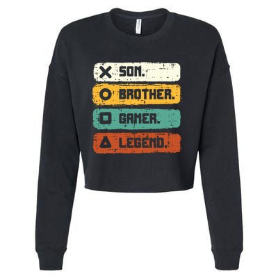 Son Brother Video Gamer Legend Gaming Teens Cropped Pullover Crew