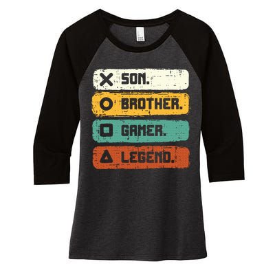 Son Brother Video Gamer Legend Gaming Teens Women's Tri-Blend 3/4-Sleeve Raglan Shirt