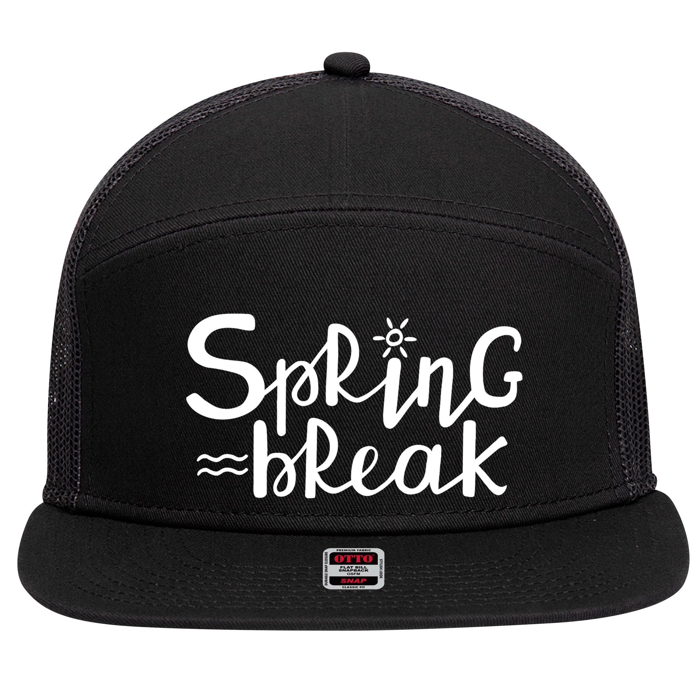 Spring Break Vacation Gift 7 Panel Mesh Trucker Snapback Hat