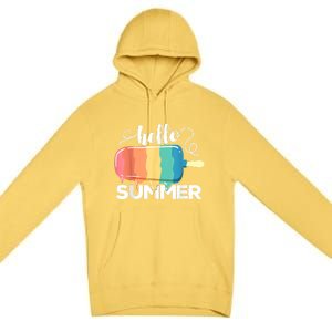 Sunny Beach Vacation Ice Cream Popsicle Hello Summer Premium Pullover Hoodie