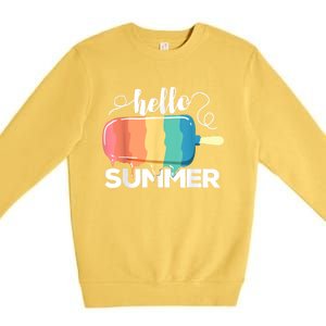 Sunny Beach Vacation Ice Cream Popsicle Hello Summer Premium Crewneck Sweatshirt