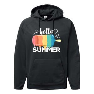 Sunny Beach Vacation Ice Cream Popsicle Hello Summer Performance Fleece Hoodie