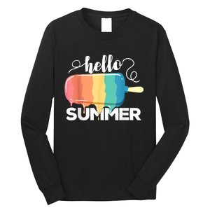 Sunny Beach Vacation Ice Cream Popsicle Hello Summer Long Sleeve Shirt