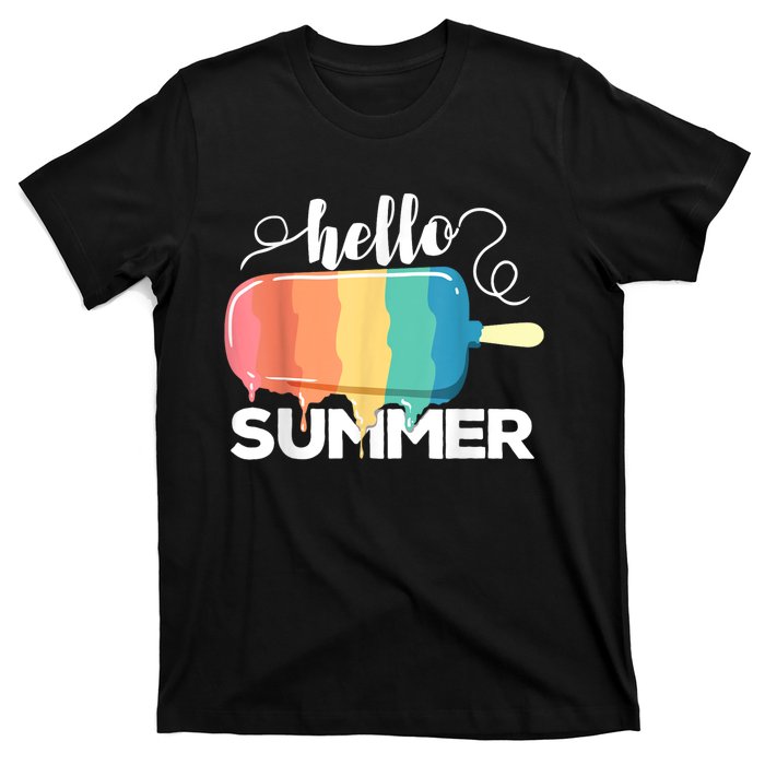 Sunny Beach Vacation Ice Cream Popsicle Hello Summer T-Shirt