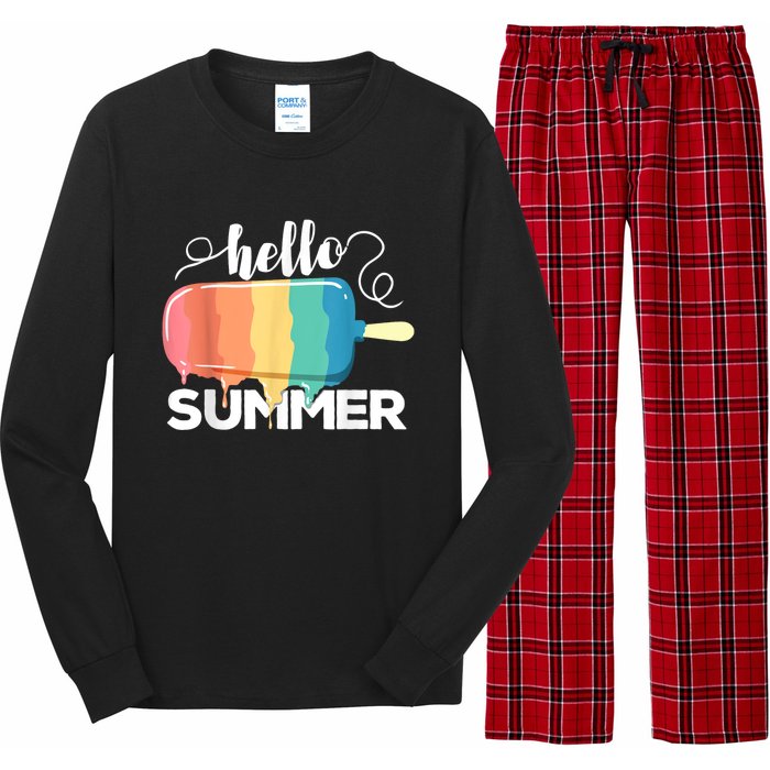 Sunny Beach Vacation Ice Cream Popsicle Hello Summer Long Sleeve Pajama Set