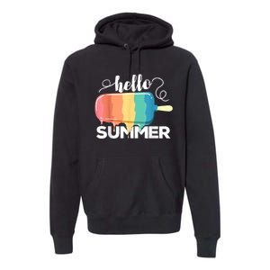 Sunny Beach Vacation Ice Cream Popsicle Hello Summer Premium Hoodie