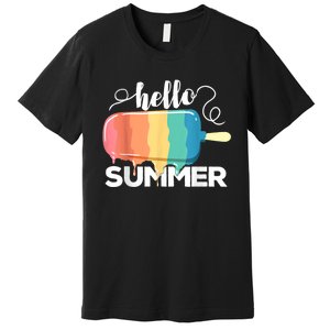 Sunny Beach Vacation Ice Cream Popsicle Hello Summer Premium T-Shirt