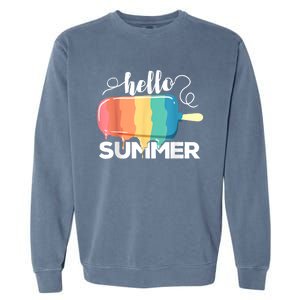 Sunny Beach Vacation Ice Cream Popsicle Hello Summer Garment-Dyed Sweatshirt