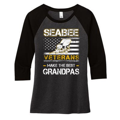 Sea Bee Veterans Make The Best Grandpas Women's Tri-Blend 3/4-Sleeve Raglan Shirt