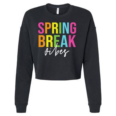 Spring Break Vibes Funny Spring Break Teacher Cropped Pullover Crew