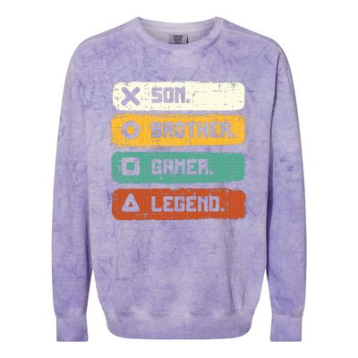 Son Brother Video Gamer Legend Gaming Colorblast Crewneck Sweatshirt