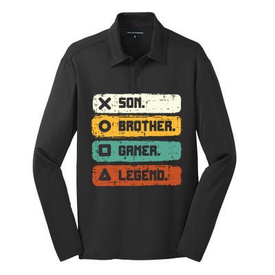 Son Brother Video Gamer Legend Gaming Silk Touch Performance Long Sleeve Polo