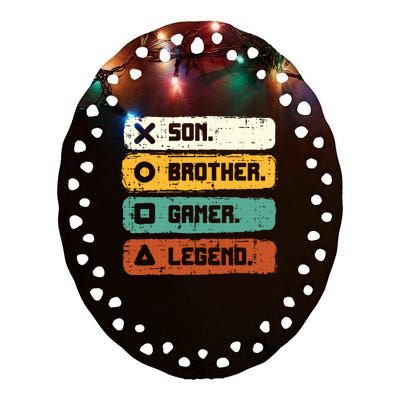 Son Brother Video Gamer Legend Gaming Ceramic Oval Ornament