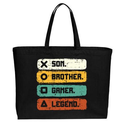 Son Brother Video Gamer Legend Gaming Cotton Canvas Jumbo Tote