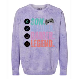 Son Brother Video Gamer Legend Gaming Gift Colorblast Crewneck Sweatshirt