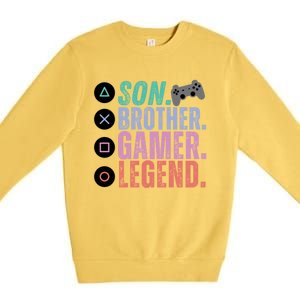 Son Brother Video Gamer Legend Gaming Gift Premium Crewneck Sweatshirt