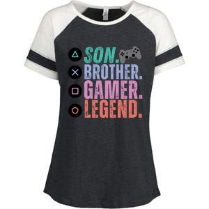 Son Brother Video Gamer Legend Gaming Gift Enza Ladies Jersey Colorblock Tee