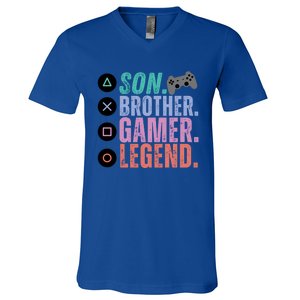 Son Brother Video Gamer Legend Gaming Gift V-Neck T-Shirt