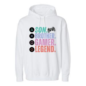 Son Brother Video Gamer Legend Gaming Gift Garment-Dyed Fleece Hoodie