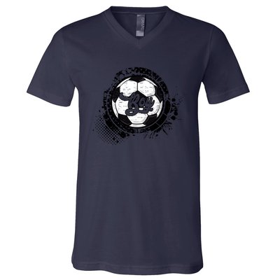 Soccer Boy Vintage Soccer Family Matching Gift V-Neck T-Shirt