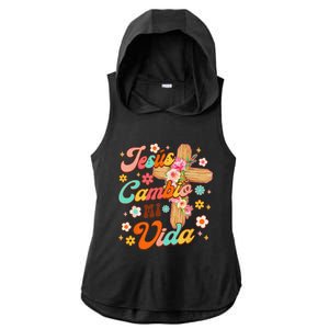 Spanish Bible Verse Christian Faith Jesus Cambio Mi Vida Ladies PosiCharge Tri-Blend Wicking Draft Hoodie Tank