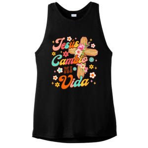 Spanish Bible Verse Christian Faith Jesus Cambio Mi Vida Ladies PosiCharge Tri-Blend Wicking Tank