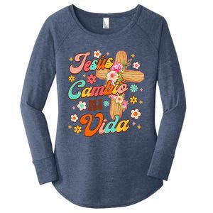 Spanish Bible Verse Christian Faith Jesus Cambio Mi Vida Women's Perfect Tri Tunic Long Sleeve Shirt