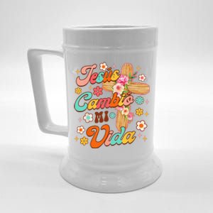 Spanish Bible Verse Christian Faith Jesus Cambio Mi Vida Beer Stein