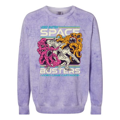 Space Busters Video Game Cartridge Colorblast Crewneck Sweatshirt