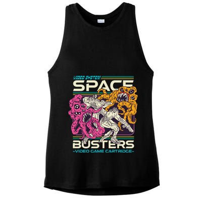 Space Busters Video Game Cartridge Ladies PosiCharge Tri-Blend Wicking Tank