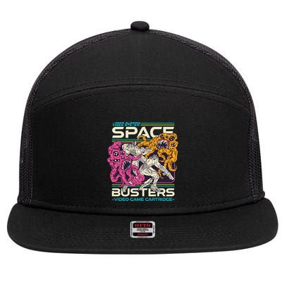 Space Busters Video Game Cartridge 7 Panel Mesh Trucker Snapback Hat