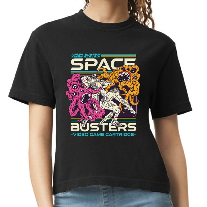 Space Busters Video Game Cartridge Comfort Colors Boxy T-Shirt