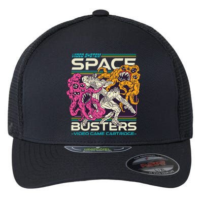 Space Busters Video Game Cartridge Flexfit Unipanel Trucker Cap