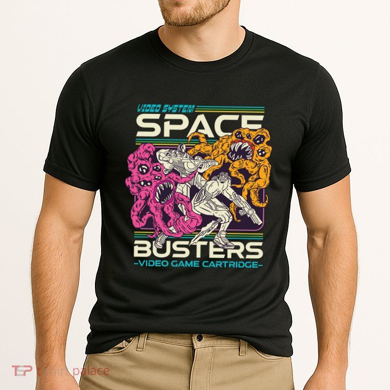 Space Busters Video Game Cartridge Performance Shirt