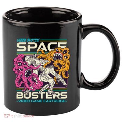 Space Busters Video Game Cartridge 11oz C Handle Ceramic Mug