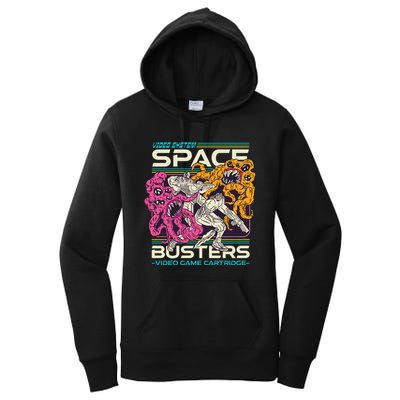 Space Busters Video Game Cartridge Women's Pullover Hoodie