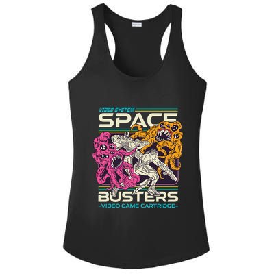 Space Busters Video Game Cartridge Ladies PosiCharge Competitor Racerback Tank