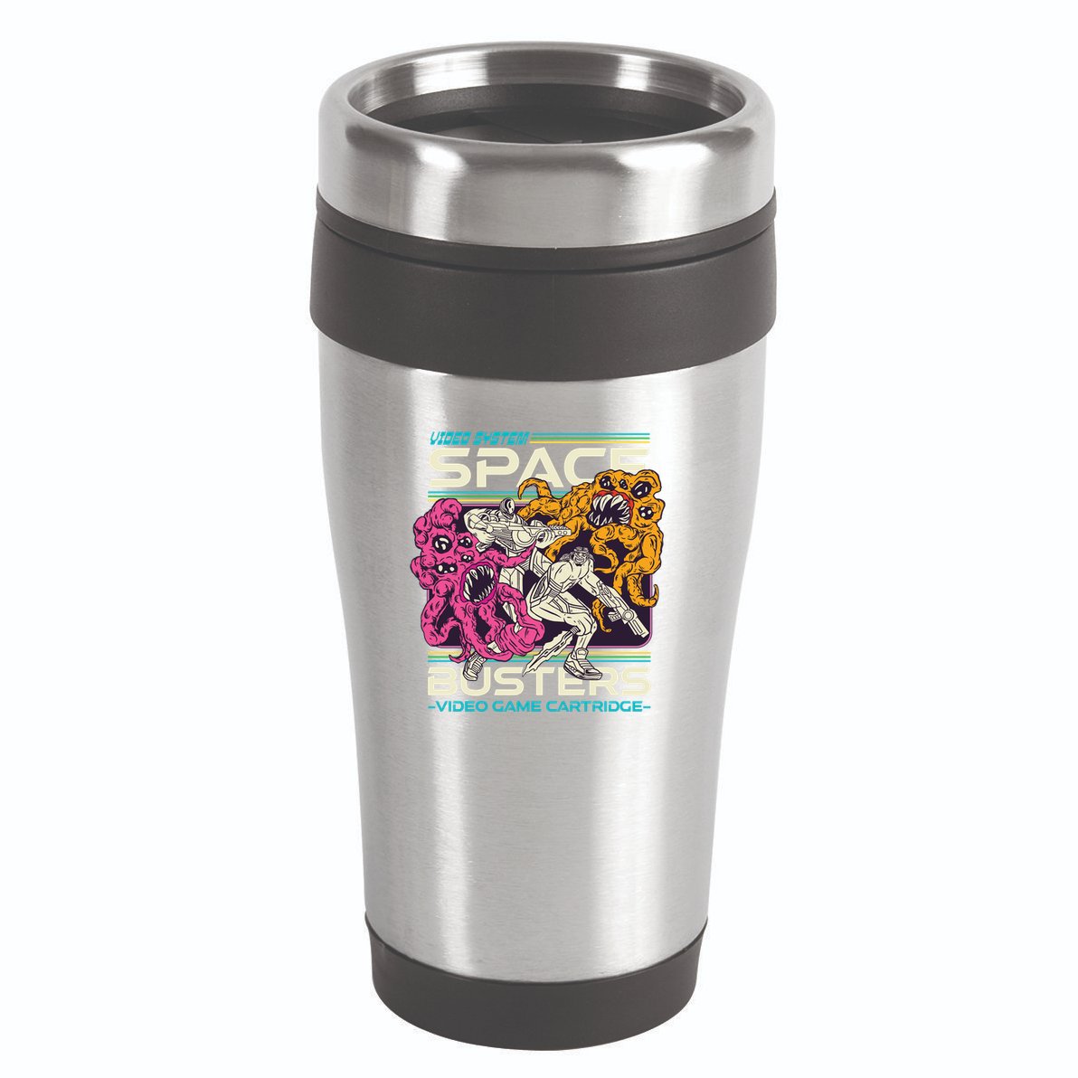 Space Busters Video Game Cartridge 16oz Travel Tumbler