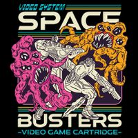 Space Busters Video Game Cartridge Cooling Performance Long Sleeve Crew