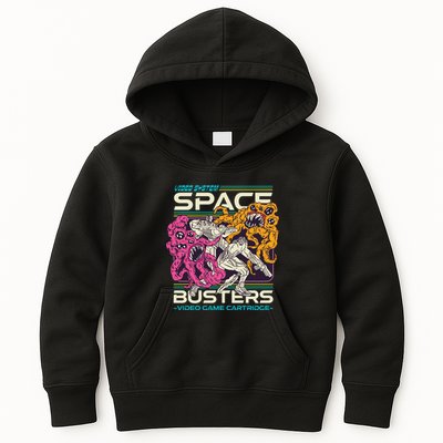 Space Busters Video Game Cartridge Kids Hoodie