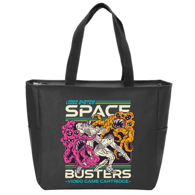 Space Busters Video Game Cartridge Zip Tote Bag