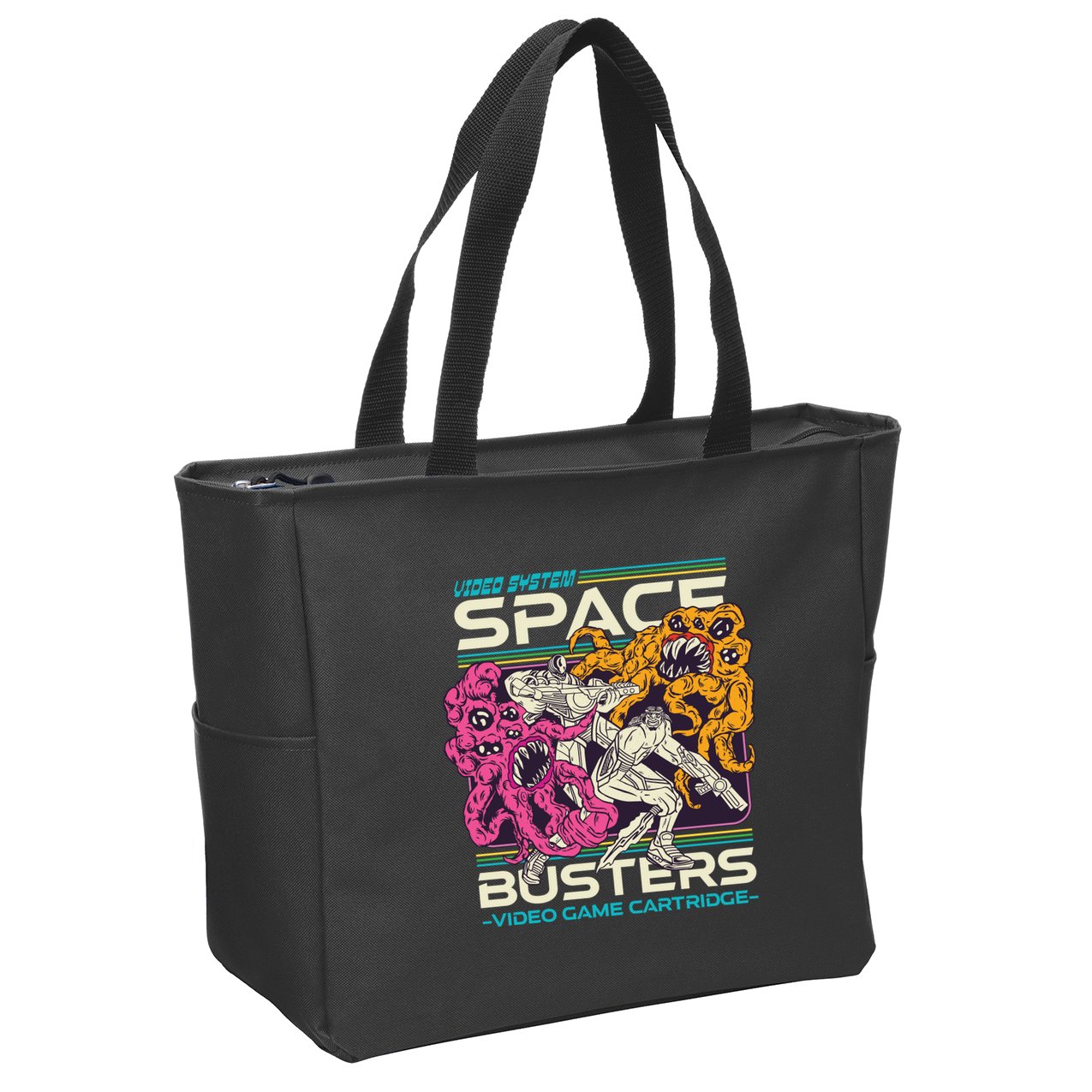 Space Busters Video Game Cartridge Zip Tote Bag