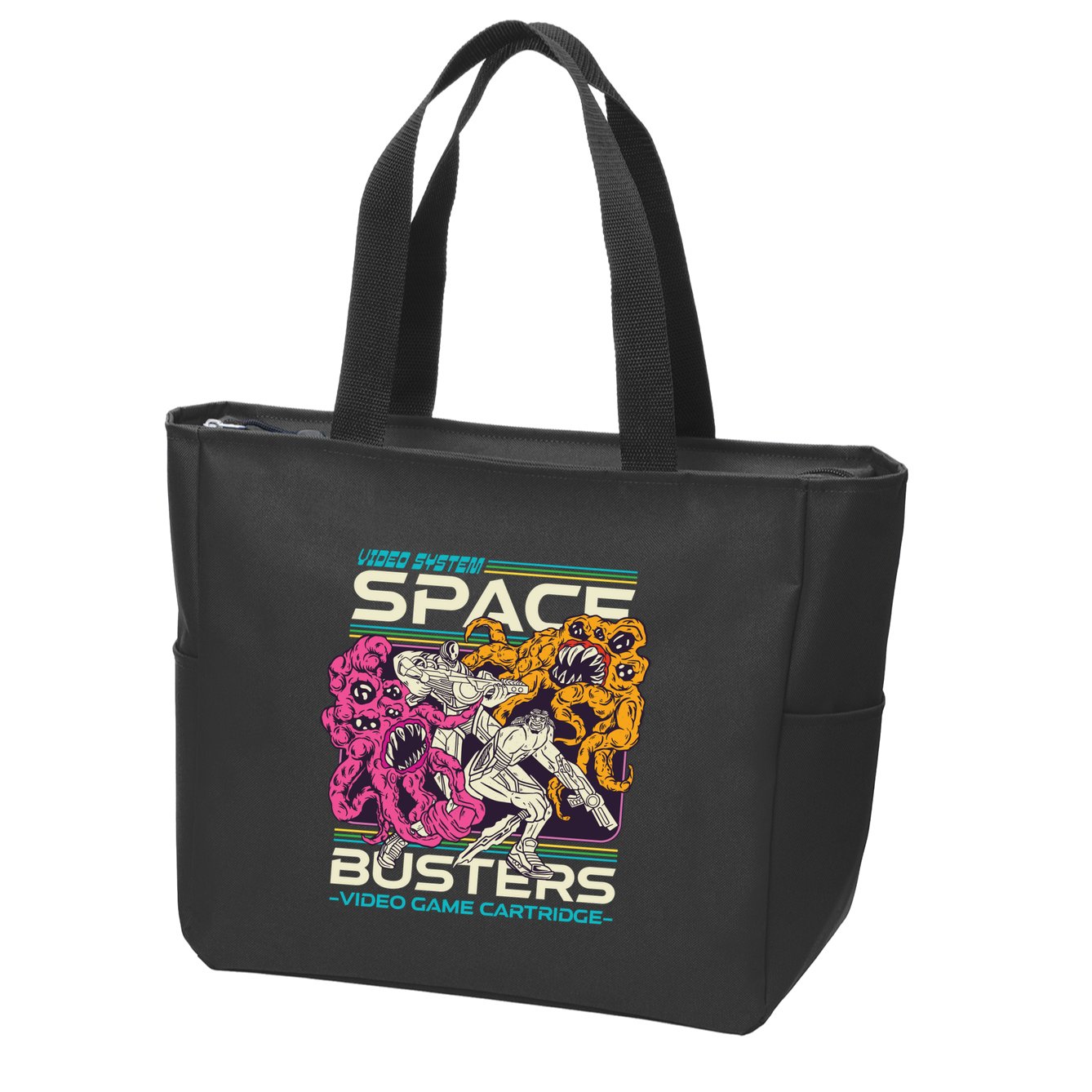 Space Busters Video Game Cartridge Zip Tote Bag